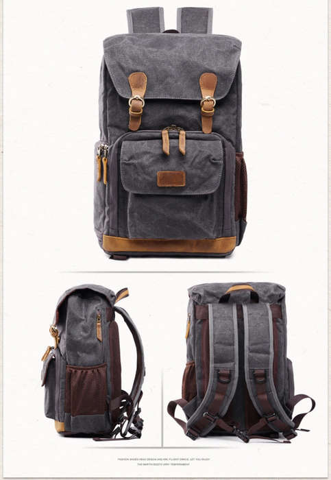 Batik Canvas Waterproof Photography Bag Outdoor Wear-resistant Large Camera Photo Backpack Men fo...