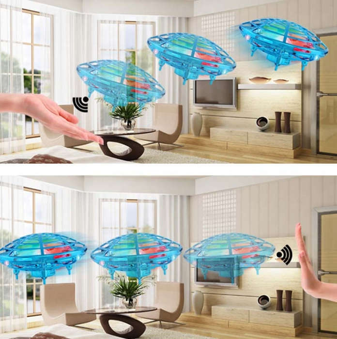 Colorful Lights 5 Induction Quadcopter UFO Mini Drone, Colour: Red