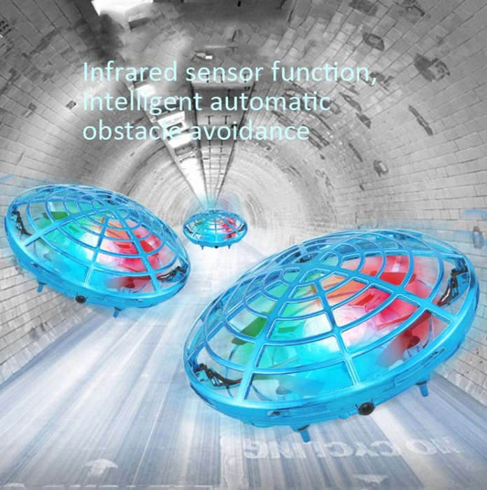Colorful Lights 5 Induction Quadcopter UFO Mini Drone, Colour: Red