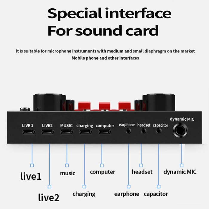 V8S Sound Card Mobile Phone Computer Anchor Live K Song Recording Microphone, Specification:V8S  ...