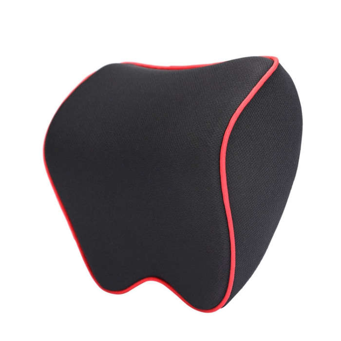 Car Headrest Pillow Neck Pillow Car Memory Foam Cervical Pillow Interior Supplies(Black Red Edge)