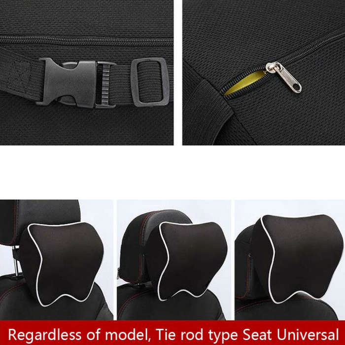 Car Headrest Pillow Neck Pillow Car Memory Foam Cervical Pillow Interior Supplies(Black Red Edge)