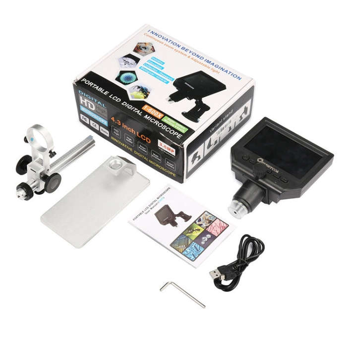 G600A HD Mobile Phone Repair Microscope 4.3 Inch Screen Digital Microscope Electron Microscope(EU...
