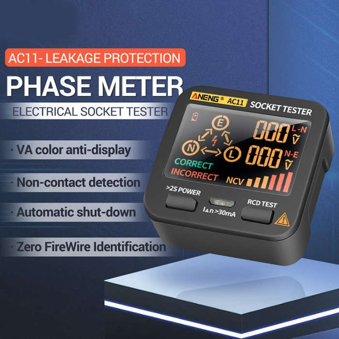 ANENG AC11 Multifunctional Digital Display Socket Tester Electrical Ground Wire Tester(US Plug)