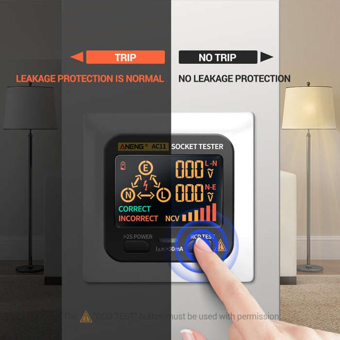 ANENG AC11 Multifunctional Digital Display Socket Tester Electrical Ground Wire Tester(US Plug)