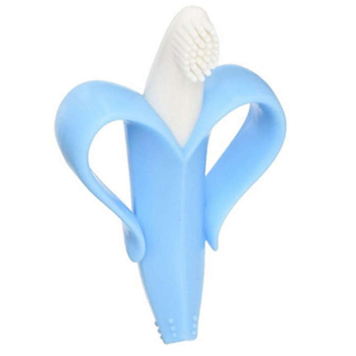 Newborn Baby Banana Silicone Teether Bite(Blue)