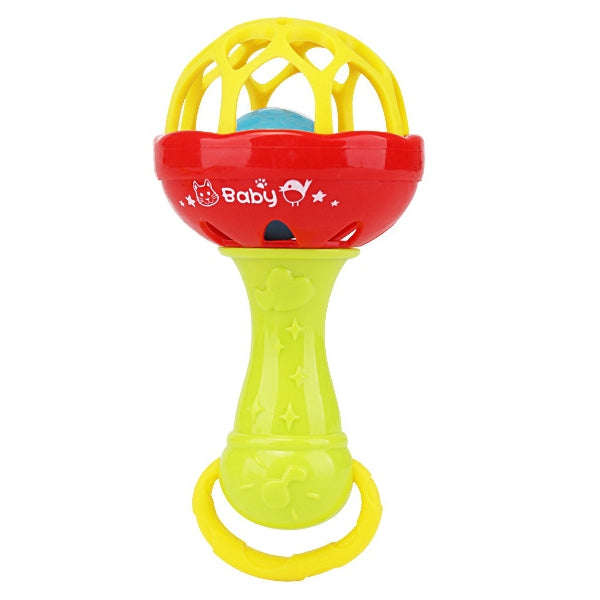 Baby Rattles Toy Intelligence Grasping Gums Plastic Hand Bell Rattle Funny Educational ToyColo...