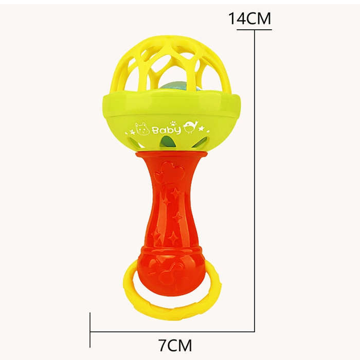 Baby Rattles Toy Intelligence Grasping Gums Plastic Hand Bell Rattle Funny Educational ToyColo...