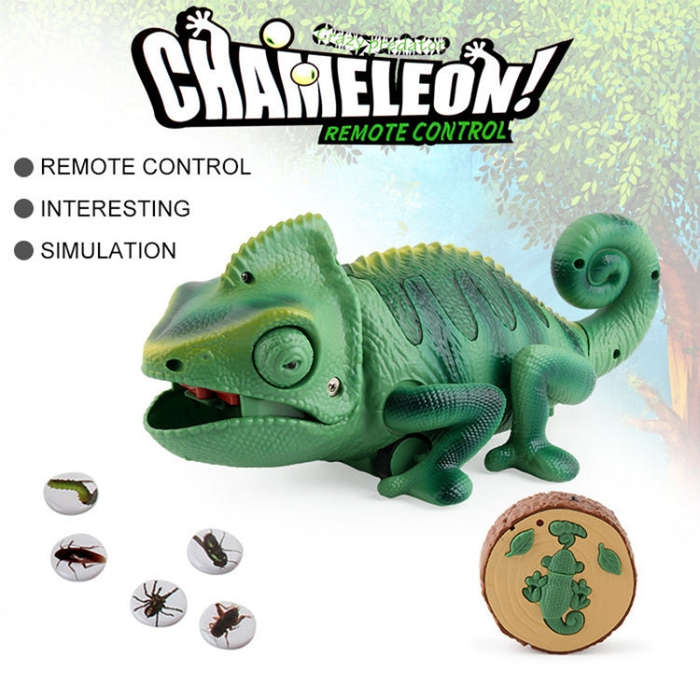 8888 Children Electric Infrared Remote Control Crawling Chameleon Colorful Breathing Light Tricky...
