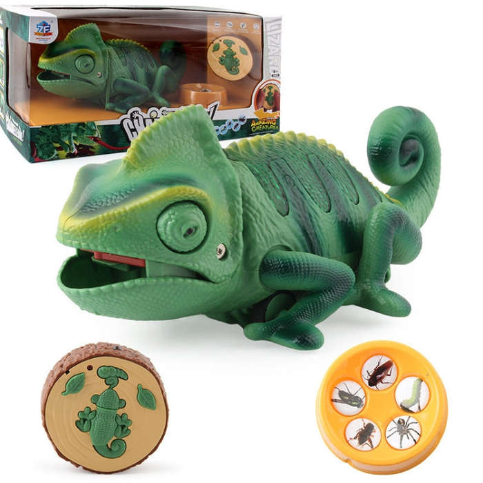 8888 Children Electric Infrared Remote Control Crawling Chameleon Colorful Breathing Light Tricky...