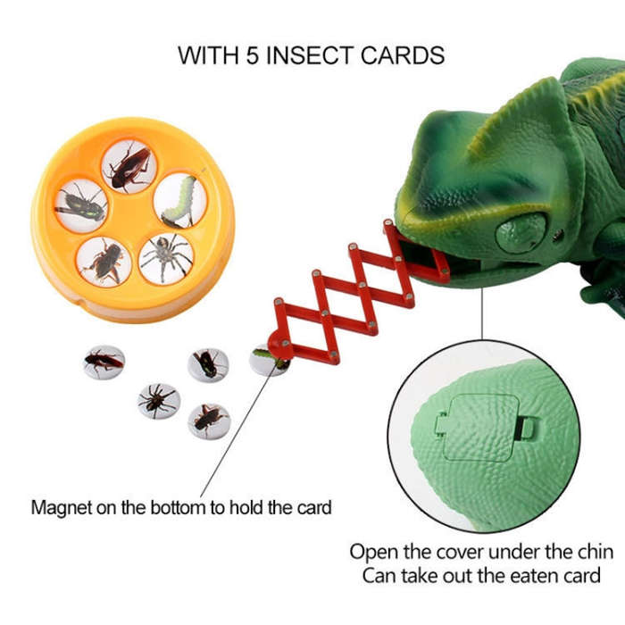 8888 Children Electric Infrared Remote Control Crawling Chameleon Colorful Breathing Light Tricky...