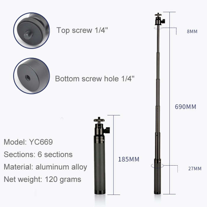 YC669 With PTZ Extension Rod Stabilizer Dedicated Selfie Extension Rod for Feiyu G5 / SPG / WG2 G...