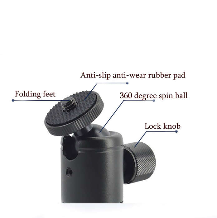 BH-900 Mini Desktop Aluminum Alloy Tripod Mini Ball Head 360 Degree Pan 90 Degree Tilt Tripod
