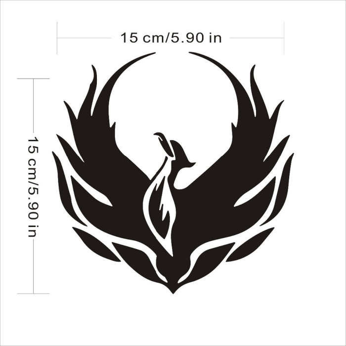 4 PCS Car Personality Decals Electric Car Stickers Decoration Fire Phoenix Totem(Reflective Silver)