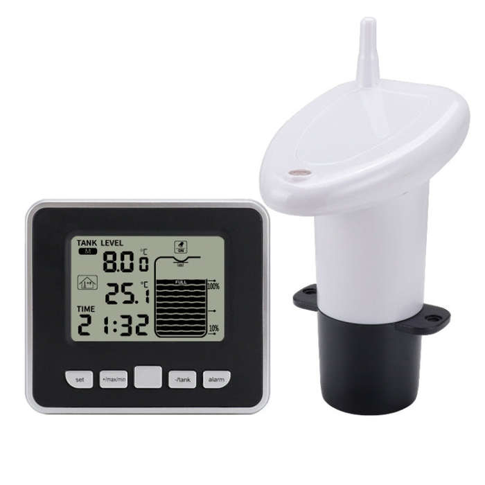 TS-FT002 Multifunctional Ultrasonic Electronic Water Tank Level Gauge With Indoor Temperature The...