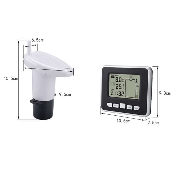TS-FT002 Multifunctional Ultrasonic Electronic Water Tank Level Gauge With Indoor Temperature The...