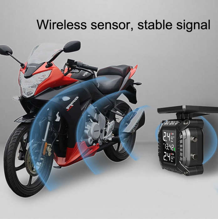 M9 Motorcycle Tire Pressure Monitor Solar Wireless External High-Precision Monitoring Waterproof ...