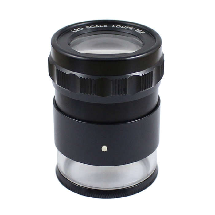8 LED Lights 3 Groups Of Optical Glass HD With Scale 10 Times Magnifying Glass, Specification: Cr...