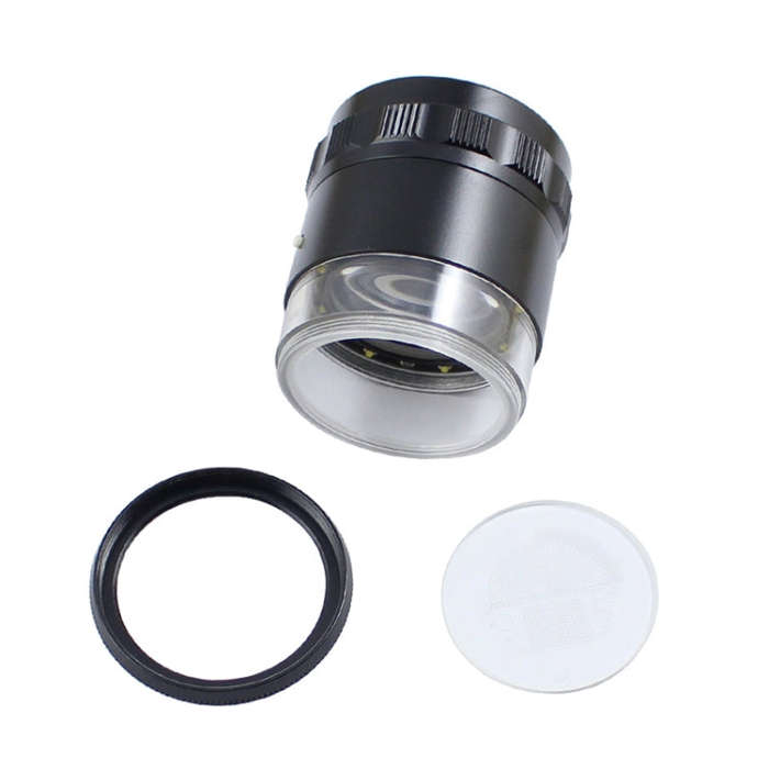 8 LED Lights 3 Groups Of Optical Glass HD With Scale 10 Times Magnifying Glass, Specification: Cr...
