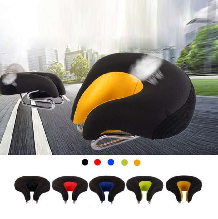Bicycles Soft Saddle Mountain Bikes Thick Shock Absorption & Comfortable Seat Accessories(Black Red)