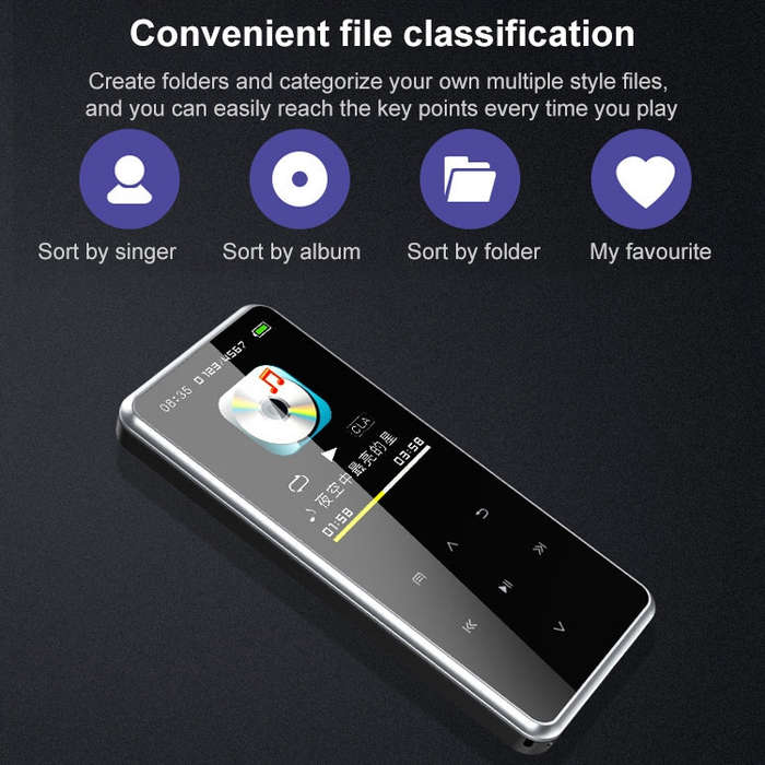 M22 Portable Bluetooth Touch Screen MP3 Player Recorder E-Book, Memory Capacity: 16GB(Black)