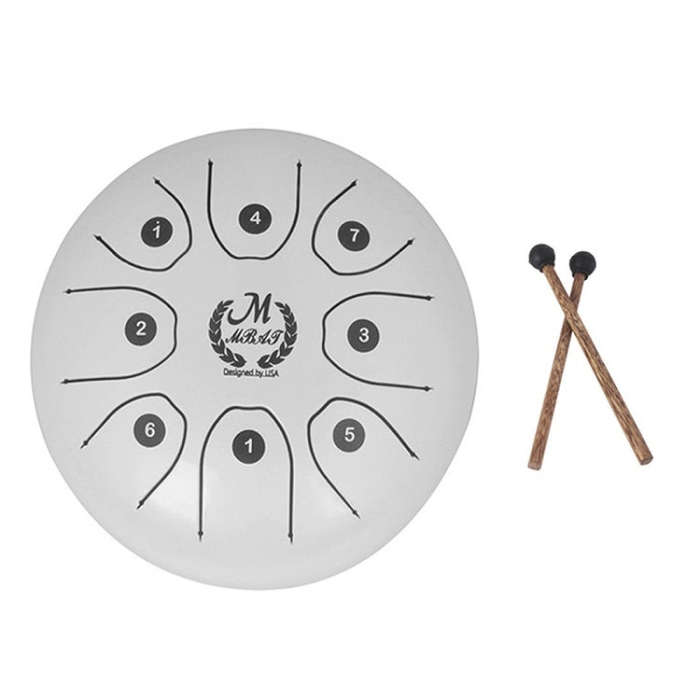 MEIBEITE 5.5-Inch C-Tune Sanskrit Drum Steel Tongue Empty  Worry-Free Drum(White)