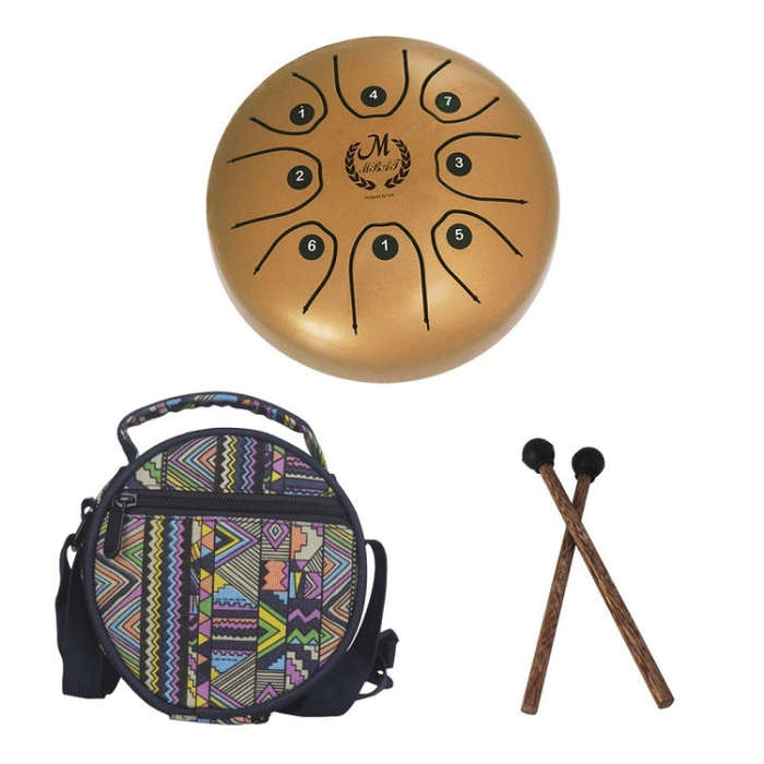 MEIBEITE 5.5-Inch C-Tune Sanskrit Drum Steel Tongue Empty  Worry-Free Drum(Golden)