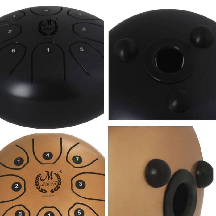 MEIBEITE 5.5-Inch C-Tune Sanskrit Drum Steel Tongue Empty  Worry-Free Drum(Black)