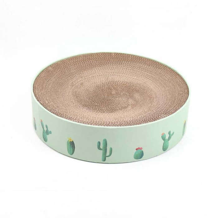 Round Corrugated Cat Scratcher Claw Sharpener Toy Bed, Colour: Green 36x36x8cm