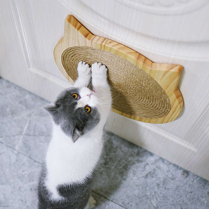 Handmade Sisal Solid Wood Durable Cat Grinding Claw Board Toy, Size: 34x31.5cm(Wood Color)