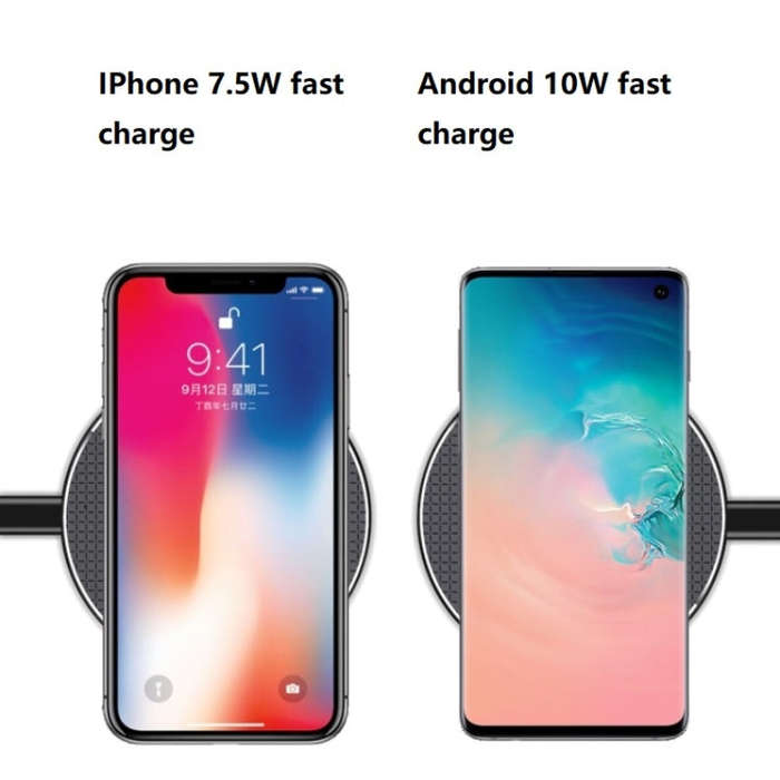 K8 10W Universal Aluminum Alloy Mobile Phone Wireless Charger, Specification:with 50cm Cable(Black)