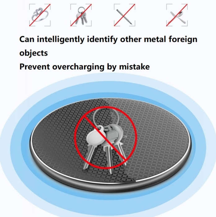 K8 10W Universal Aluminum Alloy Mobile Phone Wireless Charger, Specification:with 50cm Cable(Black)