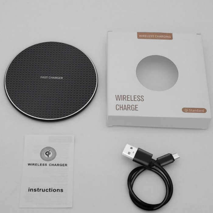 K8 10W Universal Aluminum Alloy Mobile Phone Wireless Charger, Specification:with 50cm Cable(Black)