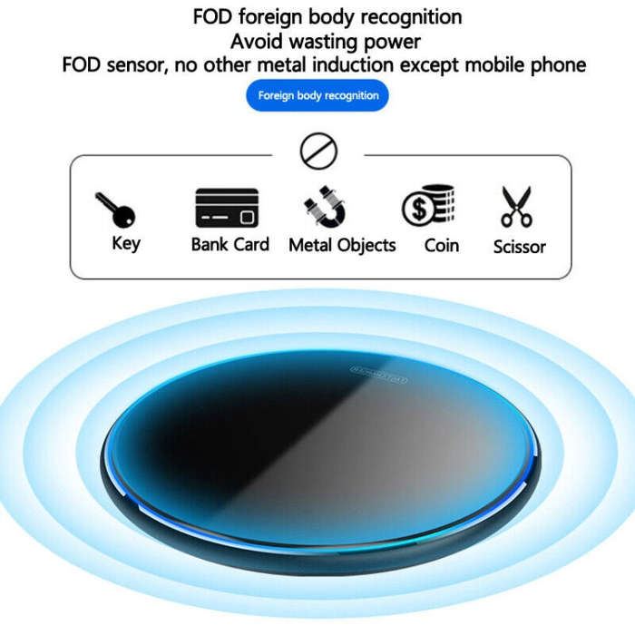 X8 15W QI Round Acrylic Mirror Wireless Charger(Silver)