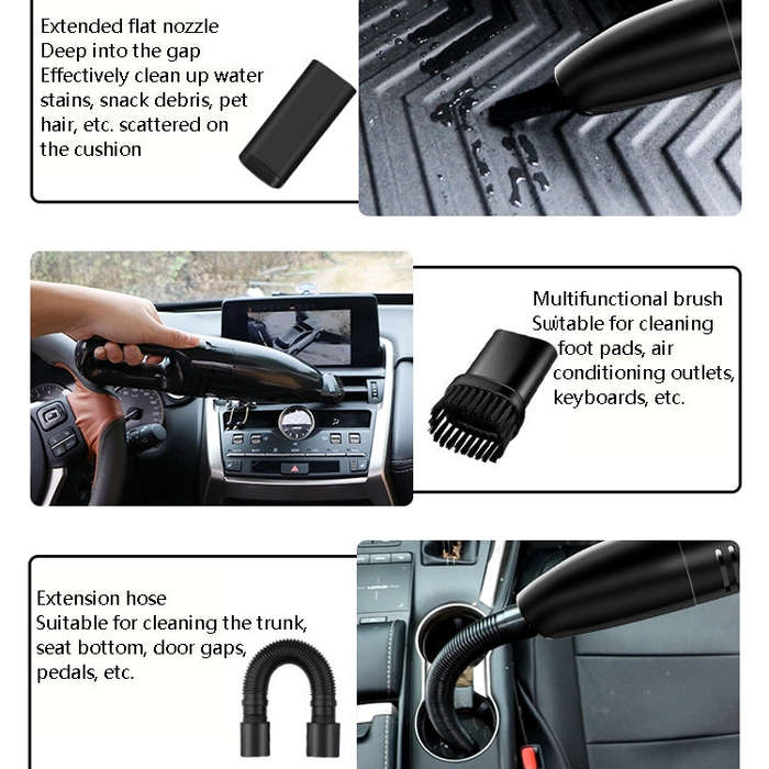 Car Handheld Portable Vacuum Cleaner Small Car Vacuum Cleaner Wireless Black Gray