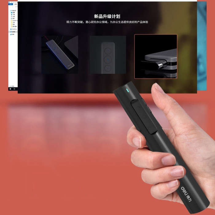 Deli 2.4G Flip Pen Business Presentation Remote Control Pen, Model: 2801G Black (Green Light)