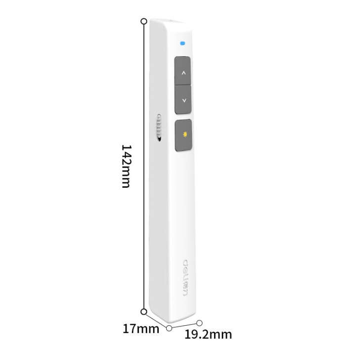 Deli 2.4GHz Laser Page Turning Pen Rechargeable Speech Projector Pen, Model: 2802L (White)