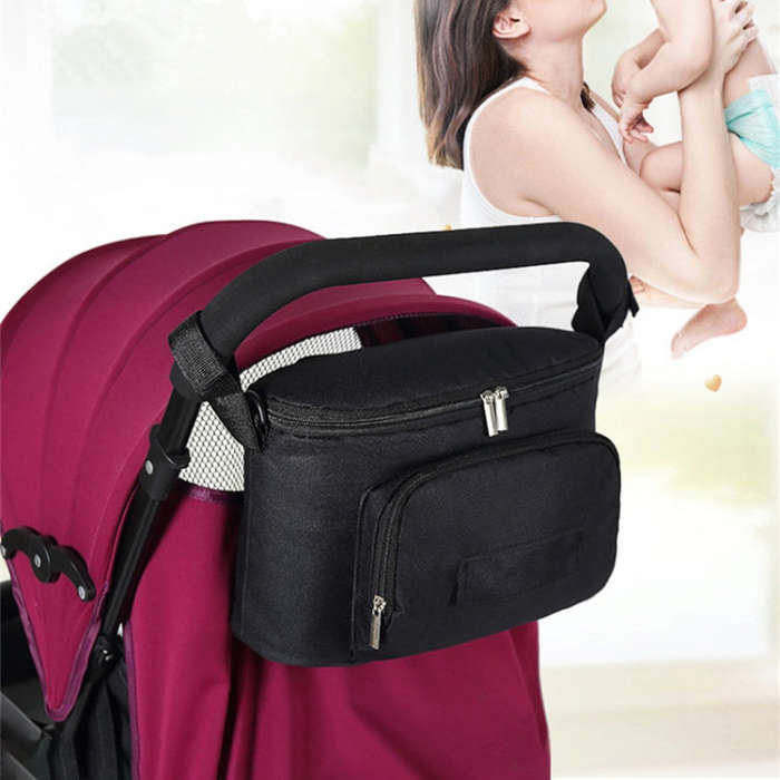 Baby Stroller Bag Mummy Bag Stroller Accessories Hanging Bag(Dark Blue)