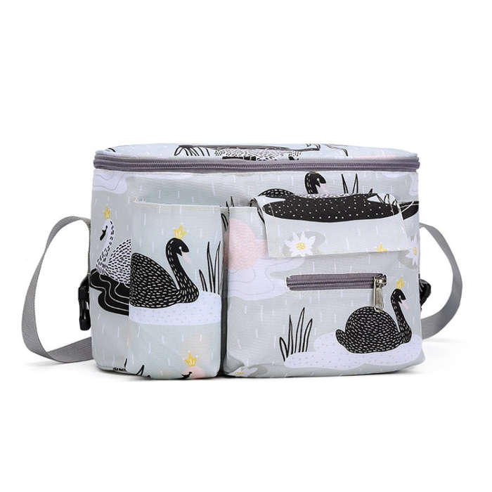 Multifunctional Baby Stroller Hanging Bag Baby Supplies Storage Bag(Black Swan)