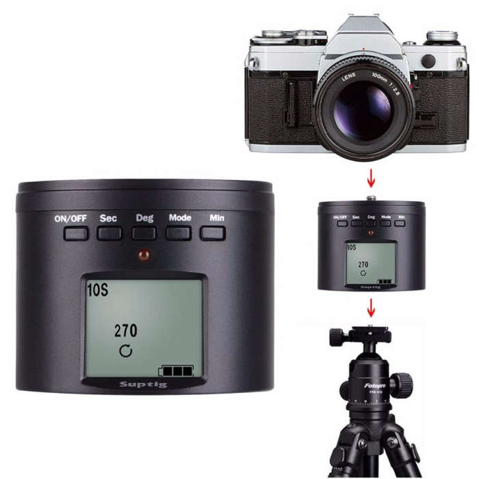Suptig RSX-350 360 Degree Panoramic-Head Power-driven Time Lapse Stabilizer Tripod Adapter Turnta...