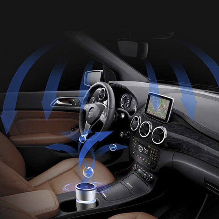 K04 Colorful Car Charger USB Car Negative Ion Air Purifier(Black)