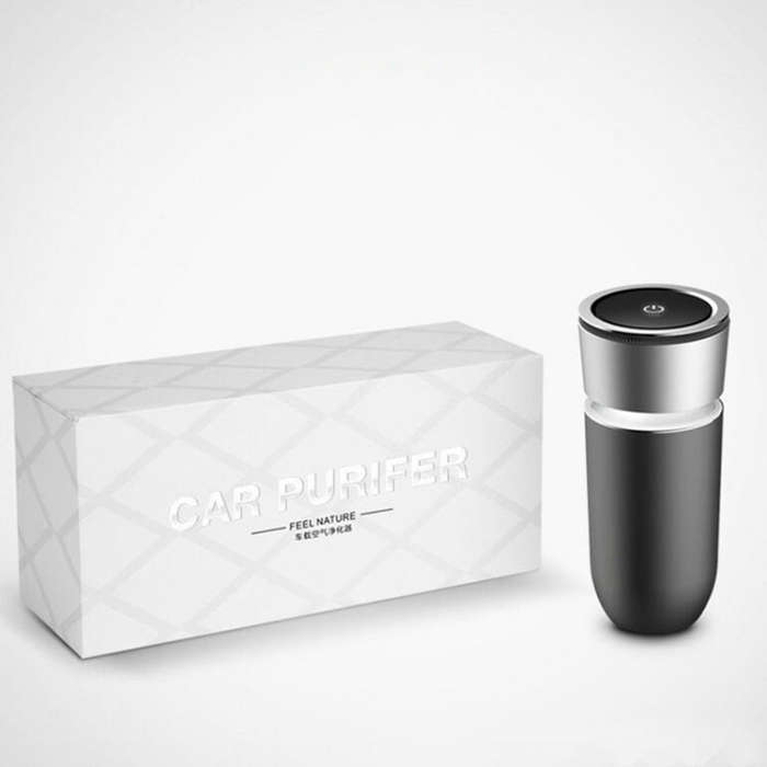 K04 Colorful Car Charger USB Car Negative Ion Air Purifier(Black)