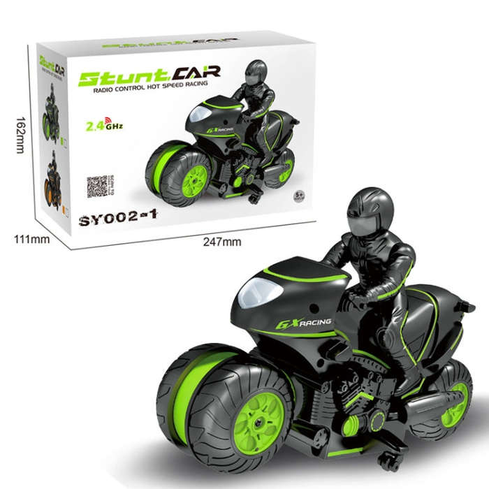 2.4G Remote Control Motorcycle Drifting Rotating High-Speed Side-Tracking Off-Road Motorcycle(Bla...