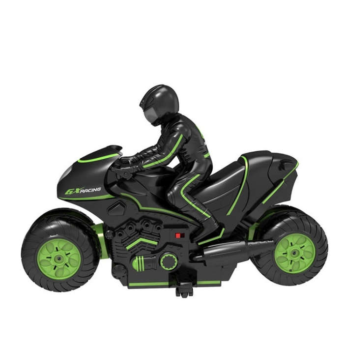 2.4G Remote Control Motorcycle Drifting Rotating High-Speed Side-Tracking Off-Road Motorcycle(Bla...