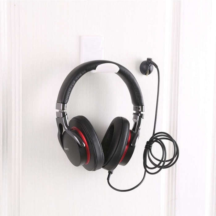 2 PCS Headphone Bracket Sticky Headset Hanger(White)