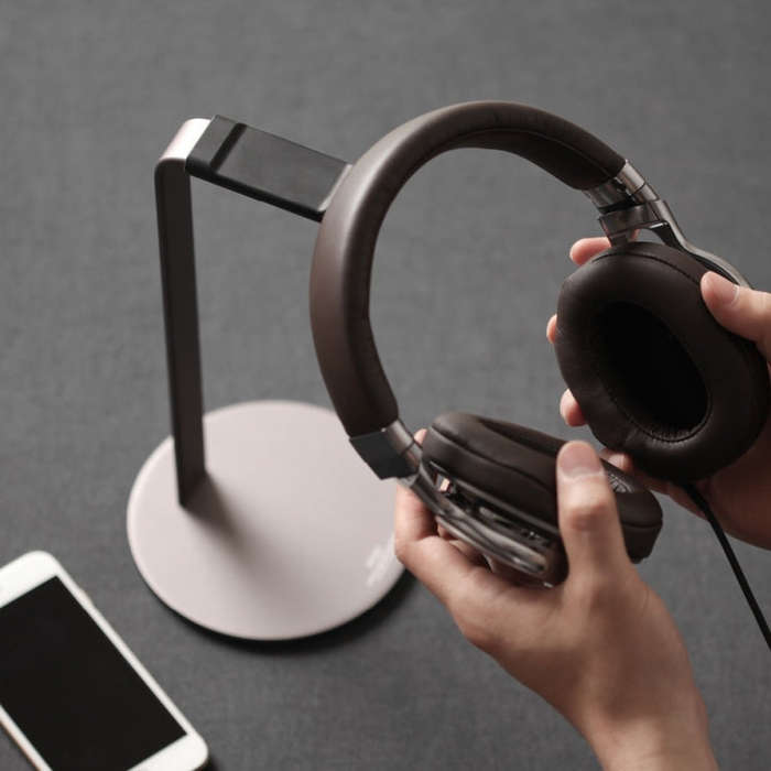 Aluminum Alloy Headphone Holder H-Stand Headphone Display Stand Headphone Storage Rack(Silver)
