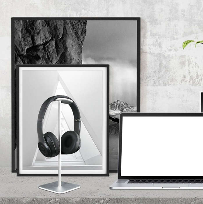 D6 Headset Aluminum Alloy Earphone Holder Internet Cafe Computer Headphone Hanger Display Shelf(B...