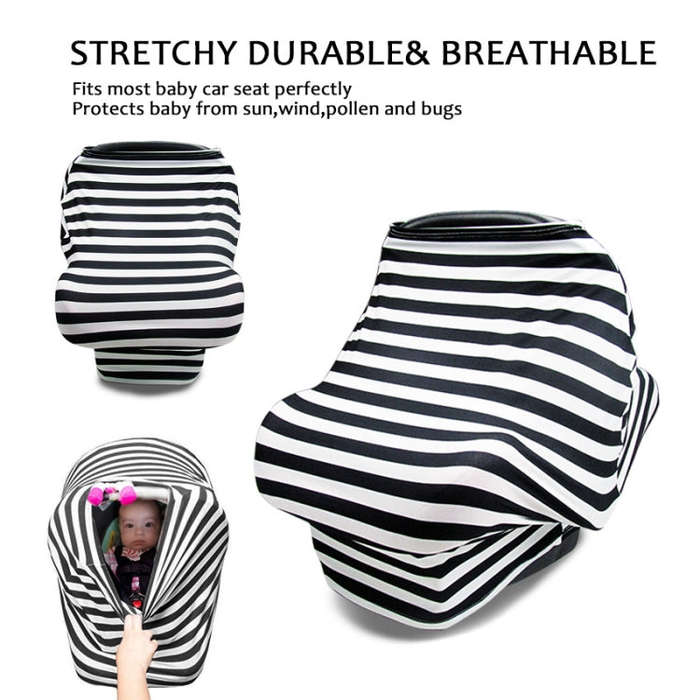Multifunctional Enlarged Stroller Windshield Breastfeeding Towel Baby Seat Cover(Leaf Flowers)
