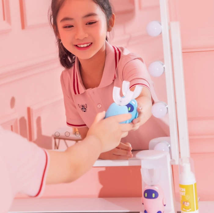Lanbeibei Children U-Shaped Automatic Electric Toothbrush 2-6 Years Old Home Version (Blue)