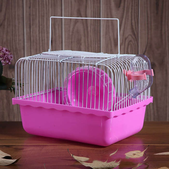 Hamster Cage Portable Take-Out Cage Hamster Golden Bear Supplies(Pink)